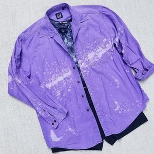 Gap Lavender Bleach Striped Oversized Button Down